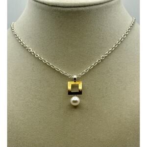 Gold Vermeil Pearl Pendant Necklace Handmade USA